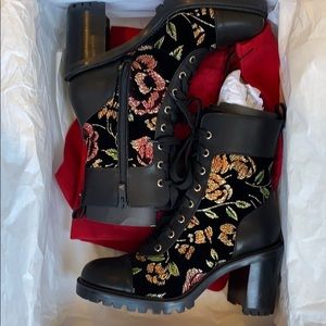 Christian Louboutin Velvet Floral Boots | Size 40